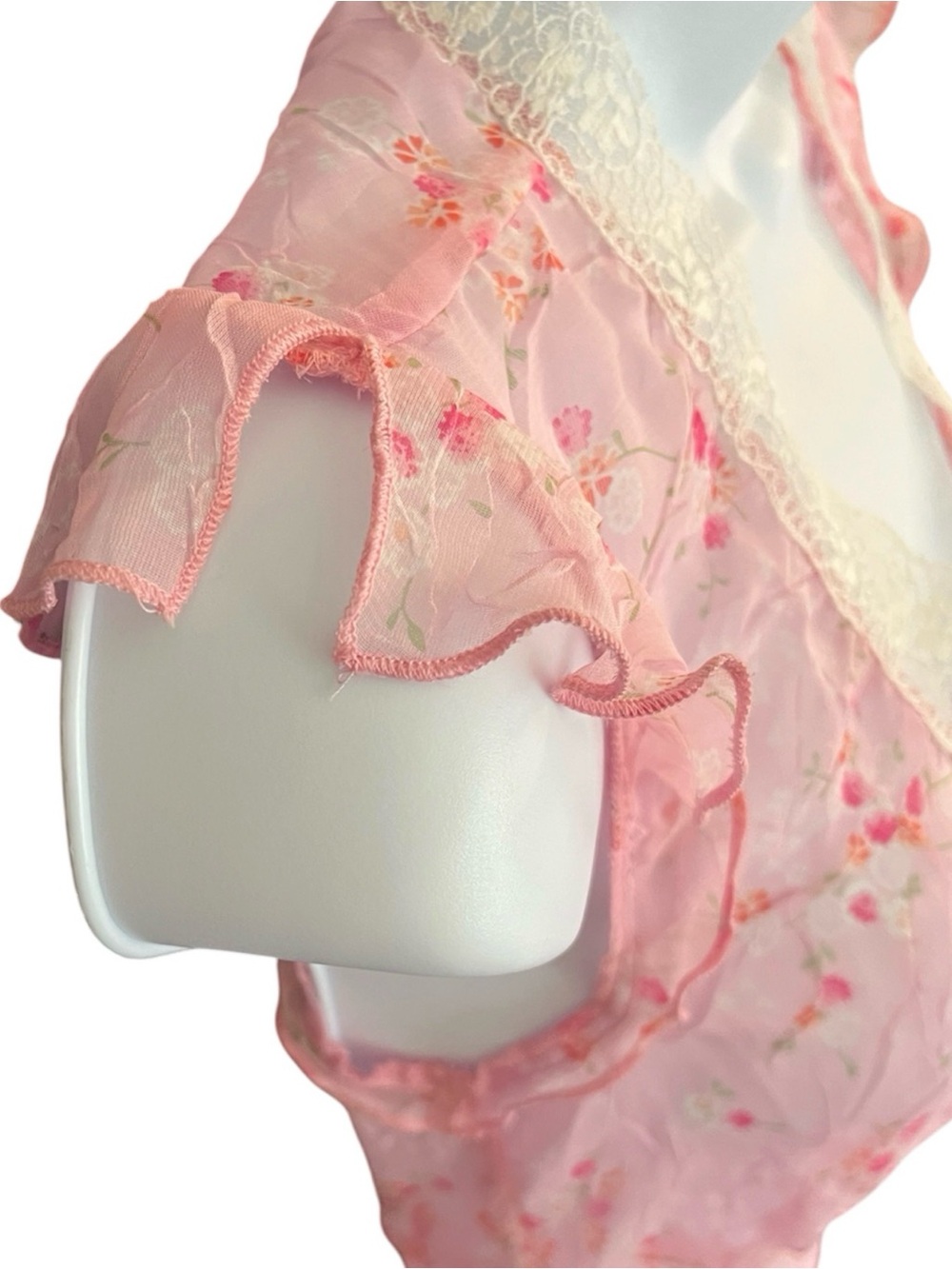 Vintage Rampage Pink Sheer Floral & Lace Coquette Fairy Maxi Dress - Picture 5 of 9